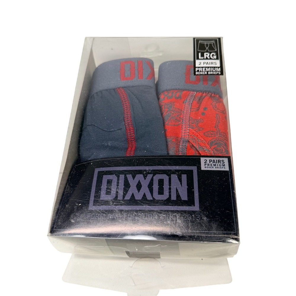 Dixxon Boxer Briefs Mens Large Charcoal Red Rose 2-Pack New in Box